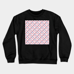 Pink and Blue Geometric Pattern, Rhombic Motif Crewneck Sweatshirt